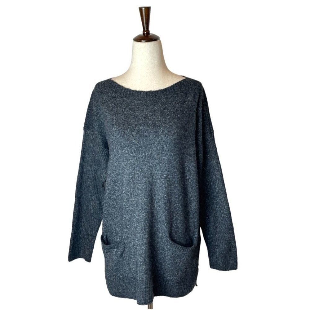 Abercrombie & Fitch Gray Boat Neck Pocket Front‎ Pullover Tunic Sweater Size S